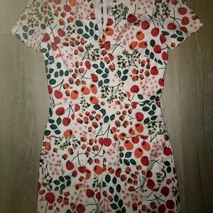 Anthropologie Floral Jumpsuit - Red, Green, Orange